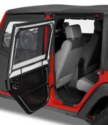 Bestop - Bestop Rear Element Upper Soft Doors Black Diamond for Jeep JK 4DR 51806-35