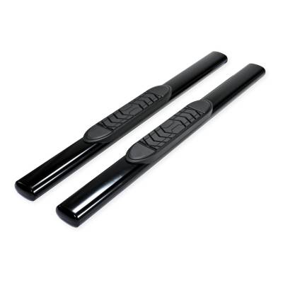 TrailFX - TrailFX A7040B 5" Oval Straight Side Bars Black Steel Rocker Panel Mount