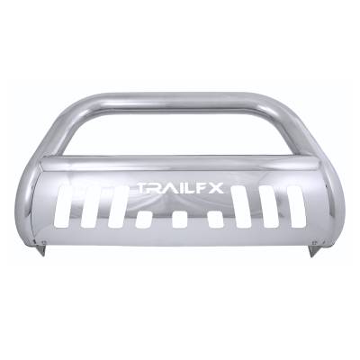 TrailFX - TrailFX B0033S Polished SS 3" Bull Bar w/Skid Plate & Light Mount