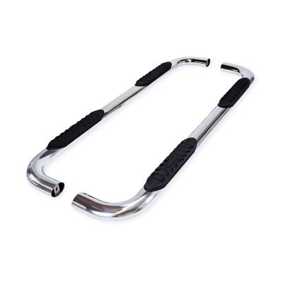 TrailFX - TrailFX A1011S 4" Oval Nerf Bar Polished SS Side Steps w/Pads & End Caps