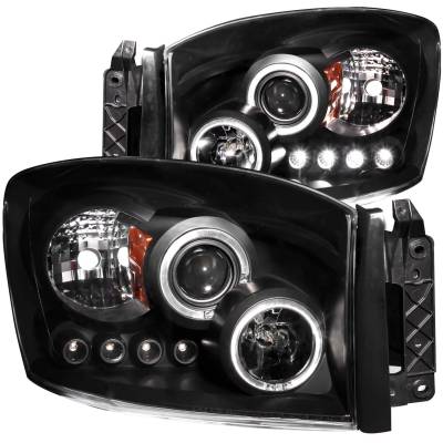 Anzo USA - Anzo USA Projector Headlight Set w/LED Halo Black for Ram Trucks 111209