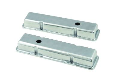 Mr Gasket - Mr Gasket 6850 Aluminum Valve Cover Plain Top w/Baffle Short Pair