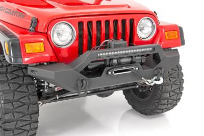 Rough Country Suspension Systems - Rough Country Rock Crawler Front Winch Bumper Black for Jeep Wrangler TJ 10595