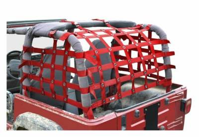 Steinjager - Steinjager Rear Teddy Top Cargo Net Red for Wrangler TJ J0047021