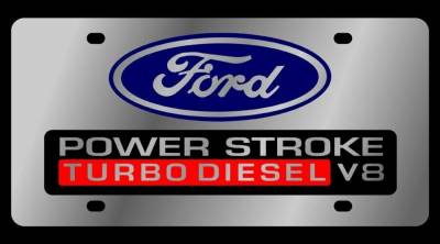 Eurosport Daytona - Eurosport Daytona 1578-1 Stainless License Plate Ford Powerstroke Diesel Logo