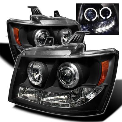 Spyder Auto - Spyder Auto 5009647 Black/Clear LED Halo Projector Headlights