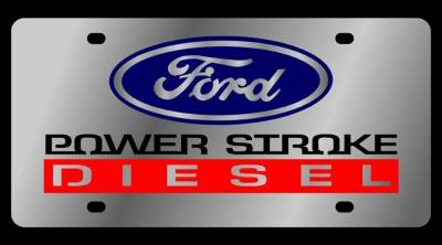 Eurosport Daytona - Eurosport Daytona 1577-1 Stainless License Plate Ford Powerstroke Diesel Logo