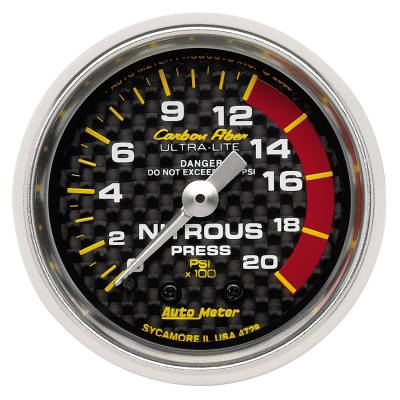 AutoMeter - AutoMeter 4728 Carbon Fiber Nitrous Pressure Gauge 2-1/16" Full Sweep