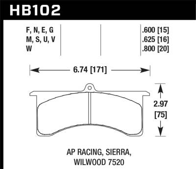 Hawk Performance - Hawk Performance DTC-30 Motorsports Brake Pads HB102W.800