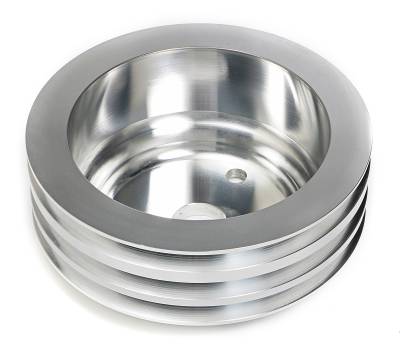 Trans-Dapt Performance - Trans-Dapt 9486 Crankshaft Pulley 3-Groove Chevy 283-350 Long w/P-Machined Alum.