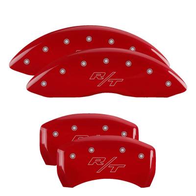 MGP Caliper Covers - MGP Caliper Covers 12162SRTRRD Front/Rear Red for 11-23 Dodge Challenger Charger