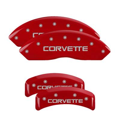 MGP Caliper Covers - MGP Caliper Covers 13013SCV4RD Front/Rear Red for 88-96 Chevrolet Corvette