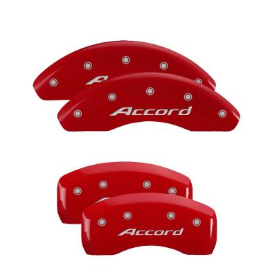 MGP Caliper Covers - MGP Caliper Covers 20207SACCRD Front/Rear Red for 13-17 Honda Accord
