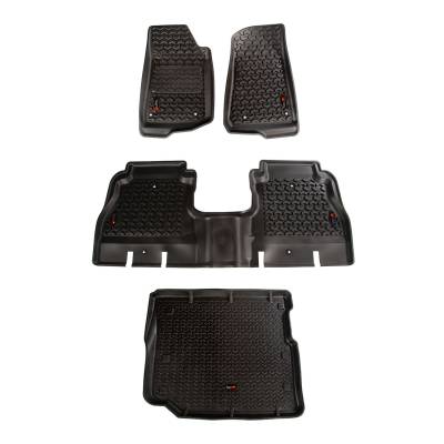 Rugged Ridge - Floor Liner Front/Rear/Cargo Black 2018-2020 Jeep Wrangler JL 4 Dr