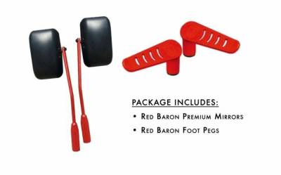 Steinjager - Steinjager Door Mirror/Foot Peg Set Red Baron for Jeep JK J0043850