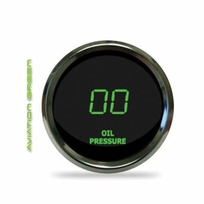 Intellitronix - Intellitronix MS9114G LED Oil Pressure Gauge 2-1/16"0 to 99 psi Chrome Green