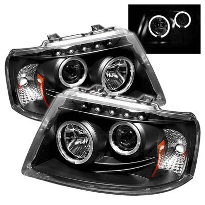 Spyder Auto - Spyder Auto 5010117 Black/Clear Halo Projector Headlights for 03-06 Expedition