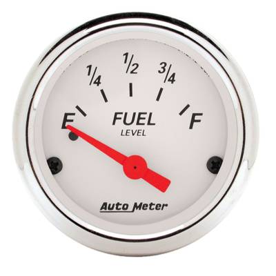 AutoMeter - AutoMeter 1318 Arctic White Fuel Level Gauge 2-1/16" Short Sweep GM