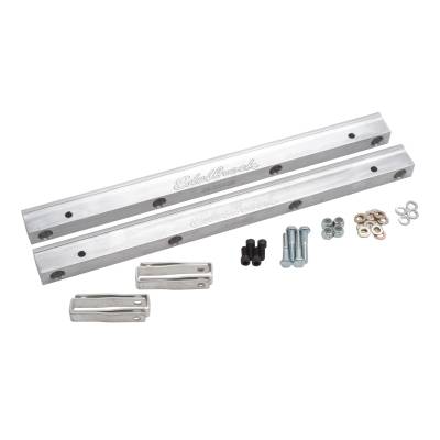 Edelbrock - Edelbrock 3645 Fuel Rail Kit -6 AN Clear Anodized Aluminum for BBF Engines
