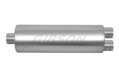 Gibson Performance Exhaust - Gibson 758219S Stainless Performance SFT Superflow Center/Dual Round Muffler