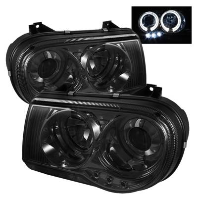 Spyder Auto - Spyder Auto 5009159 LED Halo Projector Headlights Chrome/Smoked for 05-10 300