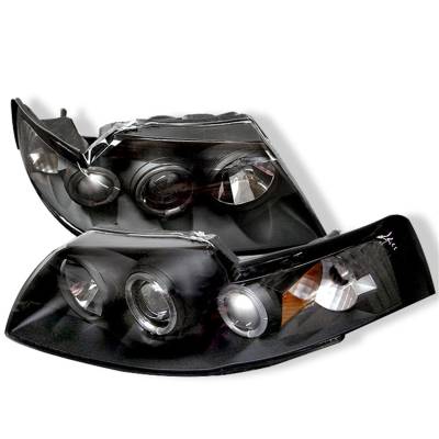 Spyder Auto - Spyder Auto 5010445 Black/Clear Halo Projector Headlights for 99-04 Ford Mustang