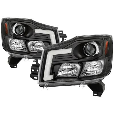 Spyder Auto - Spyder Auto Light Bar Headlights Black/Clear for 04-15 Titan 5085504