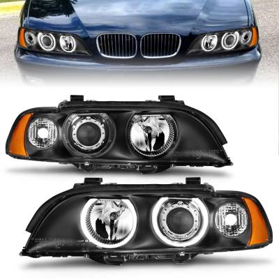 Anzo USA - Anzo USA Projector Headlight Set w/LED Halo Black BMW 5-Series 121017