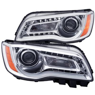 Anzo USA - Anzo USA Plank Style Projector Headlight Set Chrome for Chrysler 300 121494