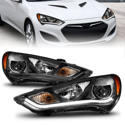 Anzo USA - Anzo USA Plank Style Projector Headlight Set Black for Genesis Coupe 121511