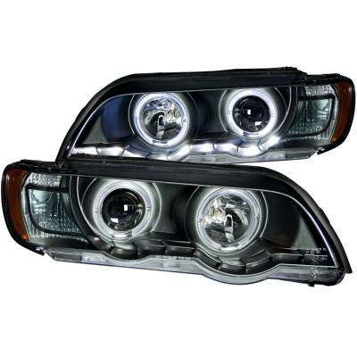 Anzo USA - Anzo USA Projector Headlight Set w/LED Halo Black BMW X5 121398