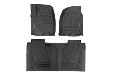 Rough Country Suspension Systems - Rough Country Front/Rear Floor Liners Black Silverado/Sierra Crew FF-21612