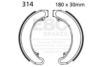 EBC Motorcycle Brakes - EBC Motorcycle Brakes 314 Plain Motorcycle Replacement Brake Shoes