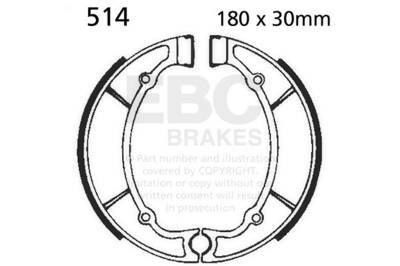 EBC Motorcycle Brakes - EBC Motorcycle Brakes 514 Plain Motorcycle Replacement Brake Shoes