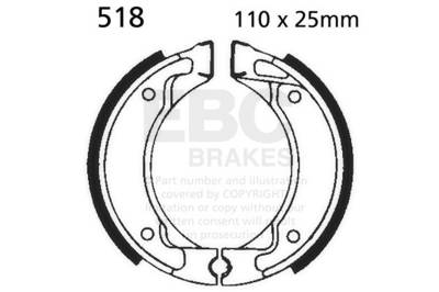 EBC Motorcycle Brakes - EBC Motorcycle Brakes 518 Plain Motorcycle Replacement Brake Shoes