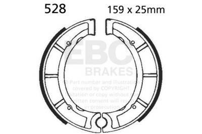 EBC Motorcycle Brakes - EBC Motorcycle Brakes 528 Plain Motorcycle Replacement Brake Shoes