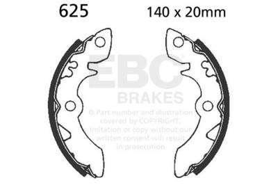 EBC Motorcycle Brakes - EBC Motorcycle Brakes 625 Plain Motorcycle Replacement Brake Shoes