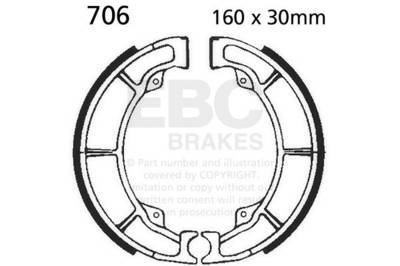 EBC Motorcycle Brakes - EBC Motorcycle Brakes 706 Plain Motorcycle Replacement Brake Shoes