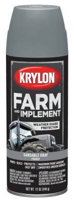 Krylon - Krylon 1950 Farm & Implement Paints 12oz Flat Sandable Gray/Silver