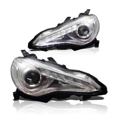 Winjet - Winjet CHWJ-0327-C Chrome/Clear DRL Projector Headlights for 13-16 Scion/Toyota