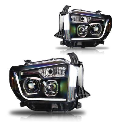 Winjet - Winjet CHWJ-0376-B Black/Clear Projector DTR Headlights for 14 Toyota Tundra