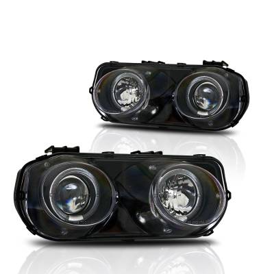 Winjet - Winjet CHWJ-0216-B Black/Clear Halo Projector Headlights for 94-97 Acura Integra