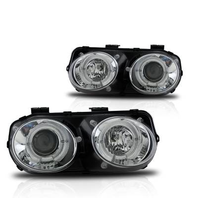 Winjet - Winjet CHWJ-0217-C Chrome/ClearHalo Projector Headlights for 98-01 Acura Integra