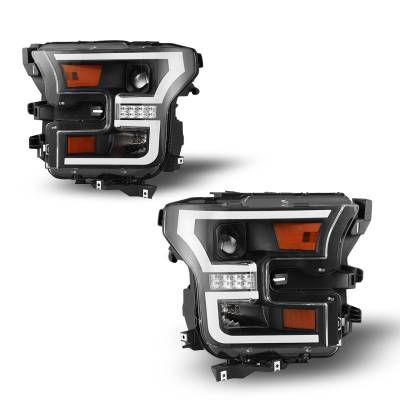Winjet - Winjet CHWJ-0427-B Black/Clear Projector DRL Headlights for 15 Ford F150