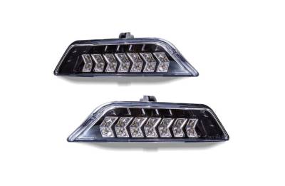 Winjet - Winjet CTSWJ-0640-GBC-SQ Black/Clear Parking Lights w/Switchback 15-17 Mustang