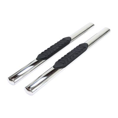 TrailFX - TrailFX A1511S 4" Oval Straight Nerf Bar Polished SS Rocker Panel Mount