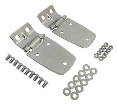 RT Offroad - RT Offroad RT34057 Polish Stainless Hood Hinge Kit for 97-06 Jeep TJ Wrangler