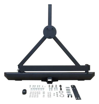 RT Offroad - RT Offroad RT20005 Blk Steel RR Bumper w/Tire Carrier & Receiver for TJ YJ