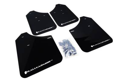 Rally Armor - Rally Armor MF1-UR-BLK/WH Black Mud Flap White Logo