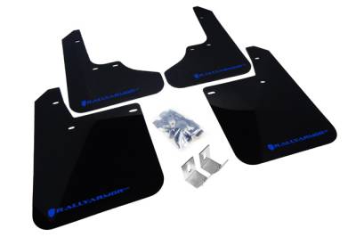 Rally Armor - Rally Armor MF2-UR-BLK/BL Black Mud Flap Blue Logo